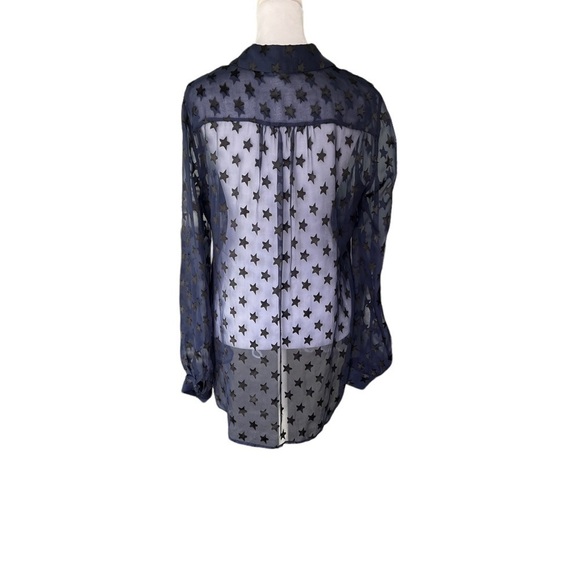 Diane von Furstenberg - Lorelei Star USA Embellished Sheer Blouse Sz 6 - Picture 6 of 8